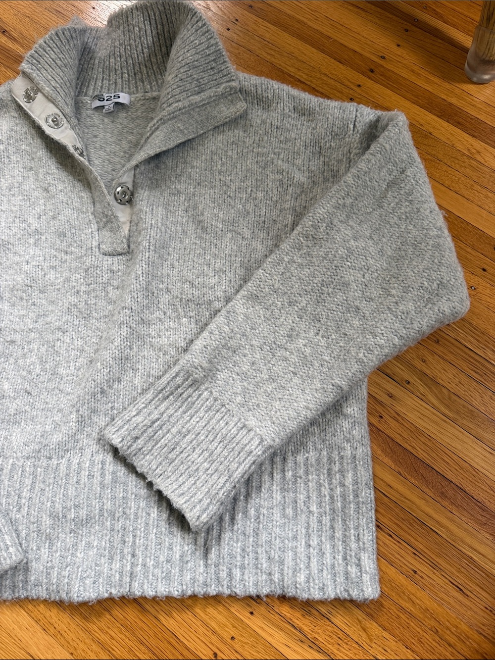 Light Gray Women's Half-Zip Sweater - Picture 3 of 4
